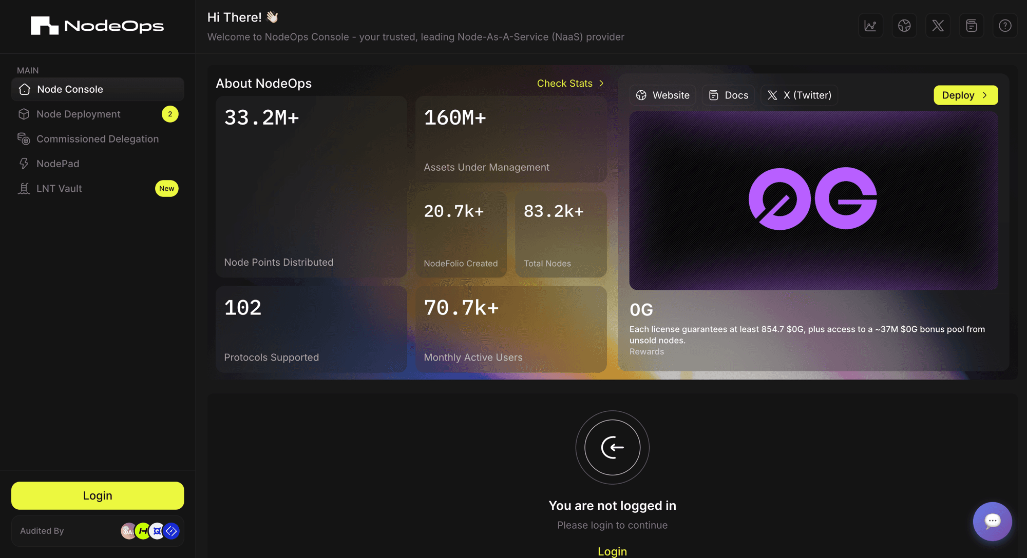 Node-as-a-Service launchpad screenshot